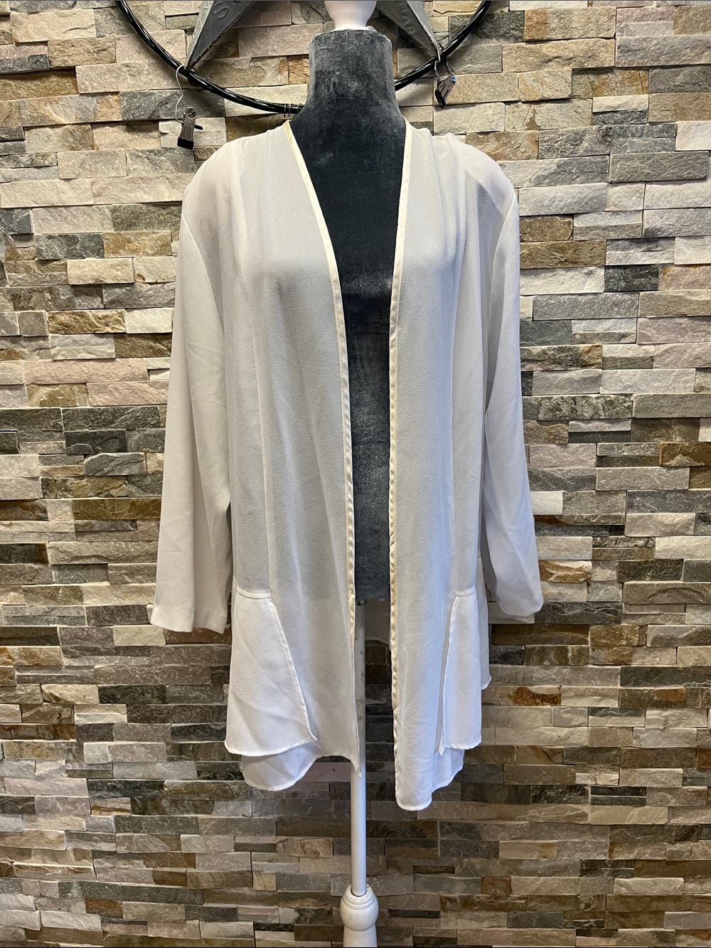 F.A.D. Lightweight Open Front Cardigan Jacket - White